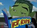 Beast Boy reads the original Teen Titans comics.