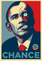 Obama's new poster, showing how he relates to Harvey Dent but instead looks better with half his face gone.