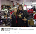 Zoe as a 13-year-old girl with the lead singer of Molly Hatchet located at her dad's bike shop in New York.