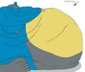 Recently, Lucario has been suffering from depression, which led to overeating.