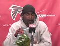 Vick unwinds at the post-game press conference