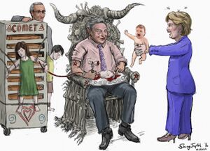 George soros throne eating babies hillary podesta pizzagate.jpg