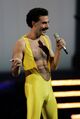 Borat doing his best Freddy Mercury impression.