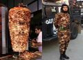 That kabab looks delicious!! As for the dude's outfit, its camouflage isn't going to be of much use, considering his monobrow can be seen from space.