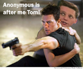 DM asking Tom Cruise to protect him from the hackers on steroids group; anonymous.